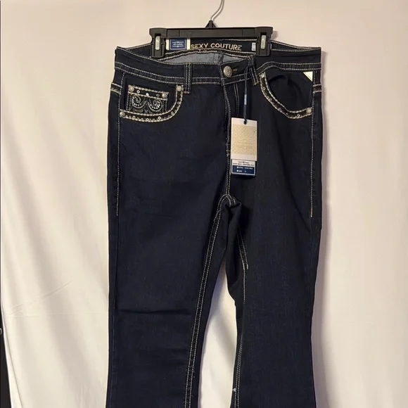 Women's Dark Blue Embroidered Jeans - Picture 2 of 2